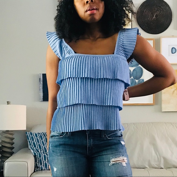 J. Crew Tops - J Crew Pleated Ruffle Crop Tank Top